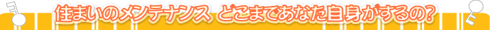 住まいのメンテナンス　どこまであなた自身がするの？